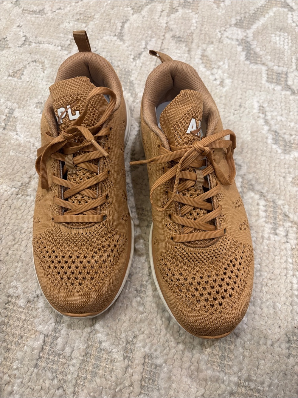 APL Knit Lace-Up Sneakers in Caramel Brown